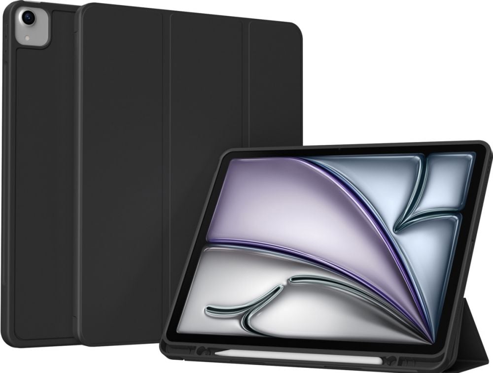 Accezz Smart Silicone Bookcase iPad Air 13 inch (2024) M2 - Zwart