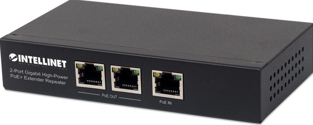 Intellinet PoE+ Extender 2-Port Gigabit High-Power tot 100m