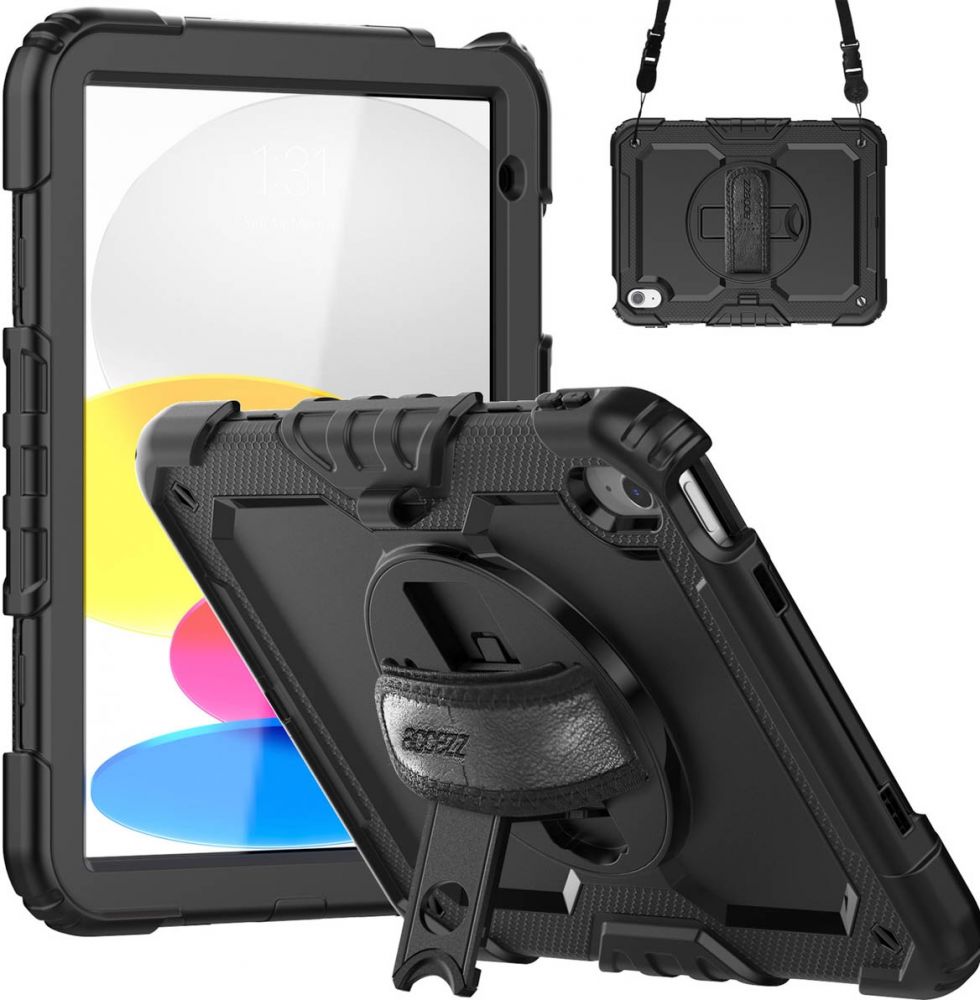 Accezz Rugged Backcover met schouderstrap iPad 10 (2022) 10.9 inch - Zwart