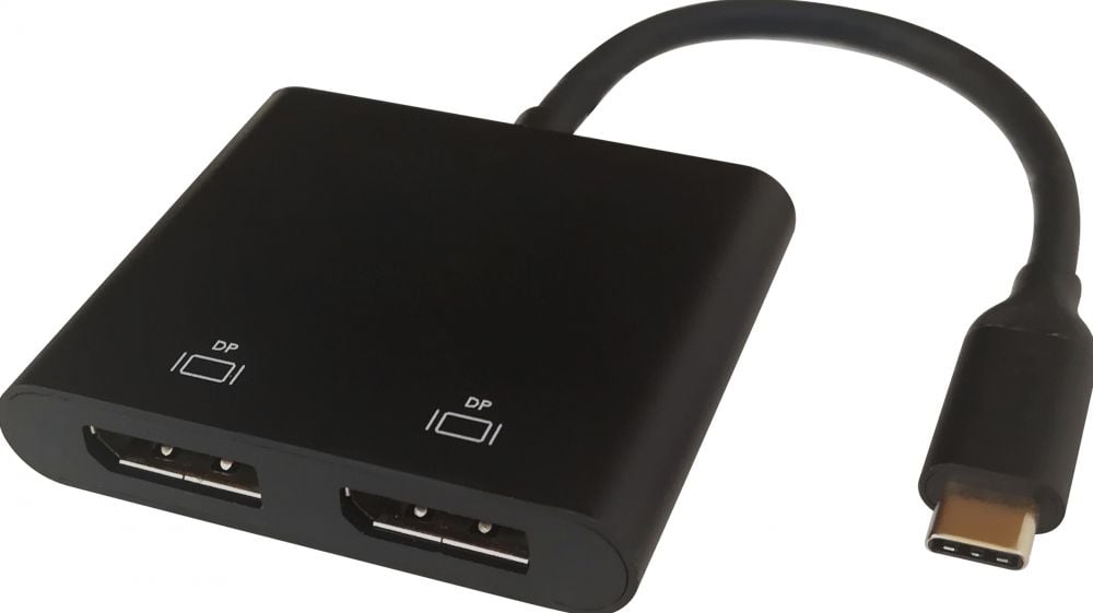 Met de USB-C naar 2 maal DisplayPort MST-adapter van Deltaco haal je het maximale uit je apparaten. Deze converterende adapter biedt een naadloze