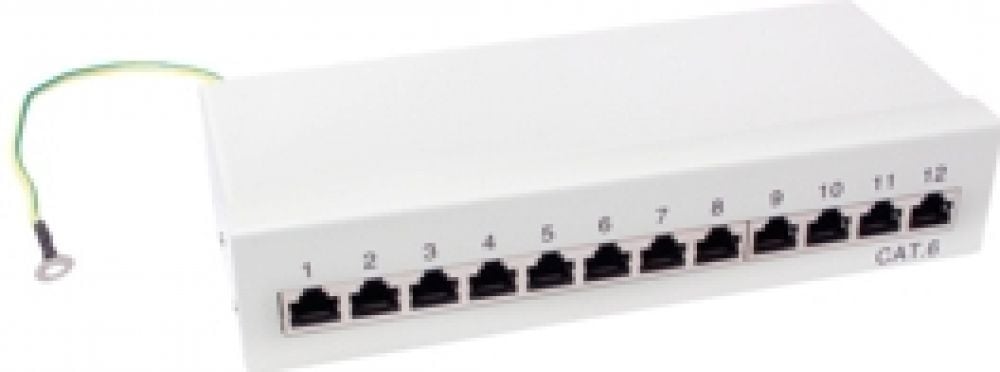 Patchpanel LogiLink Tisch/Wand Cat.6 STP 12 Ports,lichtgrijs
