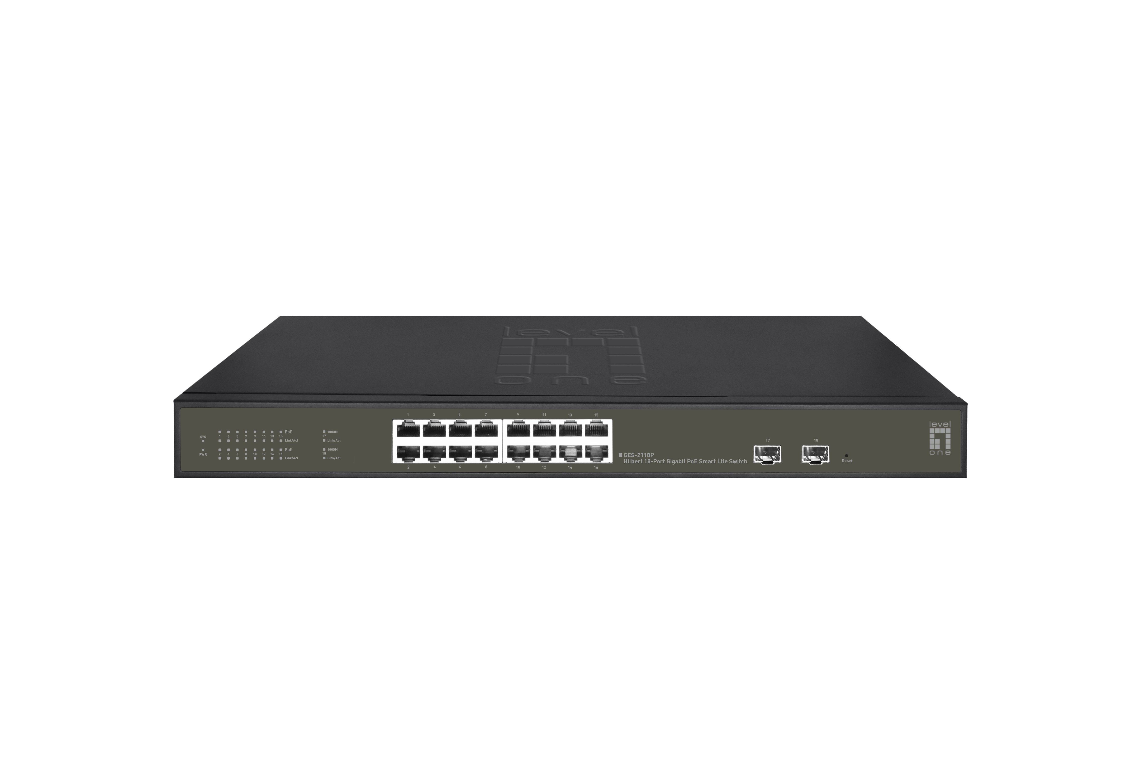 LevelOne Switch 16x GE GES-2118P 2xGSFP 19" 230W 16xPoE+