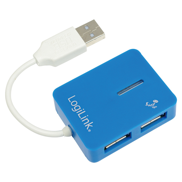 Logilink USB-HUB "Smile" 4-Port zonder Voeding blauw