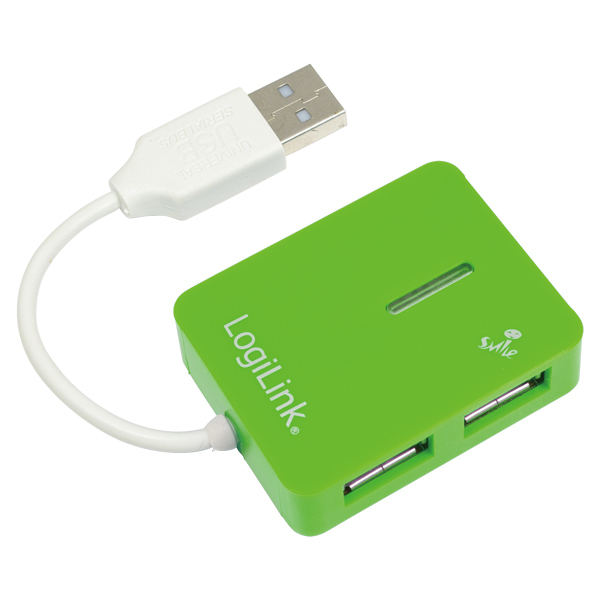 Logilink USB-HUB "Smile" 4-Port zonder Voeding groen