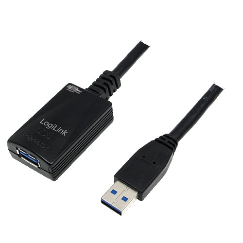 Logilink USB Kabel A -> A St/Bu 5.00m Verl. zwart