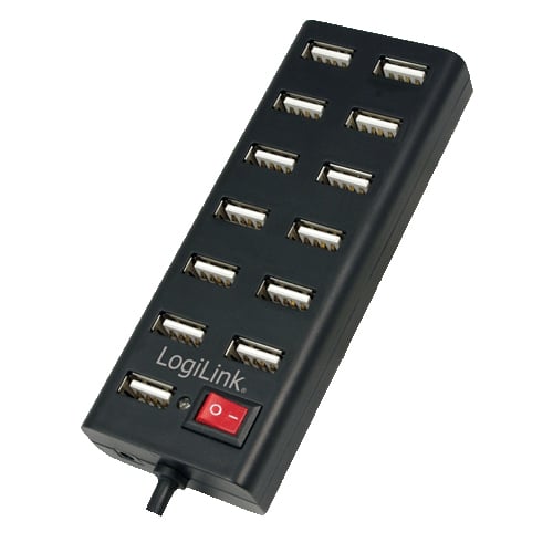 Logilink USB-HUB 13-Port m. voeding zwart kunsstof