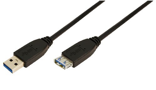 Logilink USB Kabel A -> A St/Bu 3.00m Verl. zwart