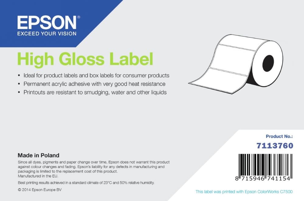 HIGH GLOSS LABEL DIE-CUT ROLL 102MM X 15