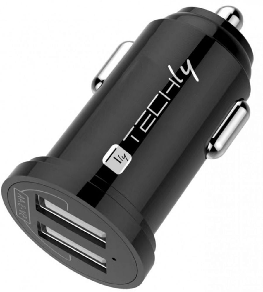 Techly Autoladegerät 2p USB A 5V/2.4A zwart