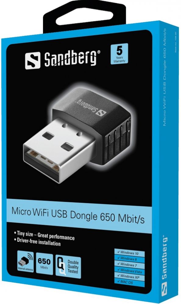 Micro Wifi Dongle 650 Mbit/S | Azerty.Nl