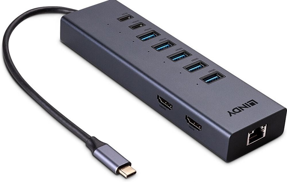 LINDY DST-Mini Duo, USB C Laptop Mini Dock 2x 4K HDMI