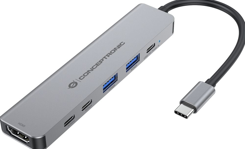 CONCEPTRONIC Dock 6-in-1 USB-C->HDMI,2xUSB-A,3xUSB-C,100W PD
