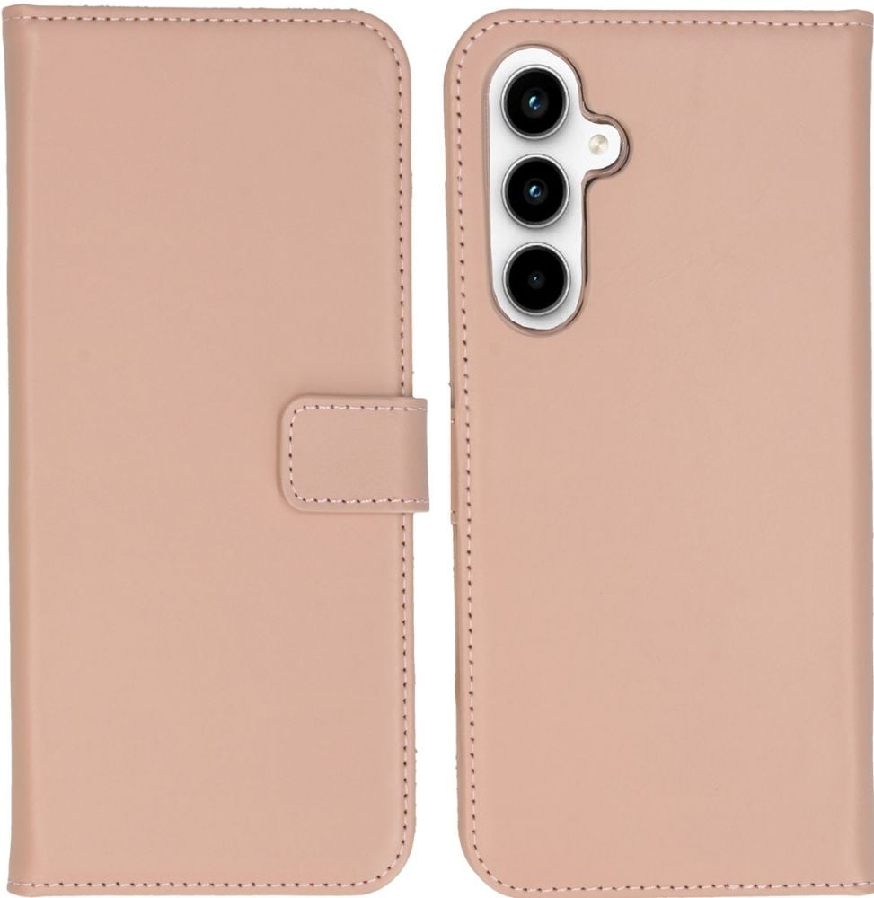 Selencia Echt Lederen Bookcase Samsung Galaxy A55 - Dusty Pink