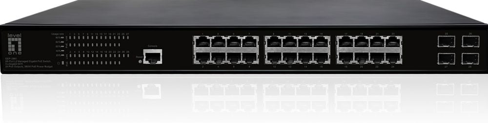 LevelOne Switch 28x GE GEP-2861 4xGSFP 390W 24xPoE