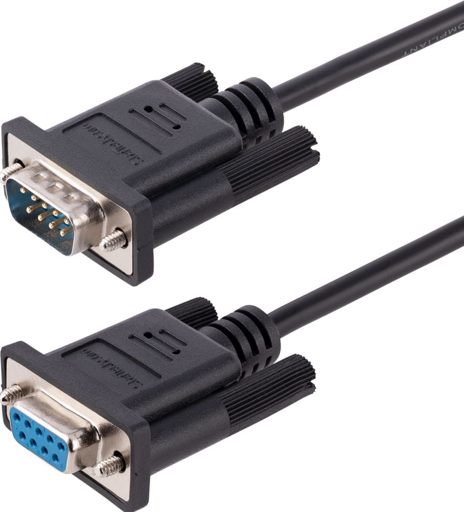 StarTech.com 3m RS232 Serial Null Modem Cable, Crossover Serial Cable wAl-Mylar Shielding, DB9 Serial COM Port Cable Female to Male, Compatible wDTE