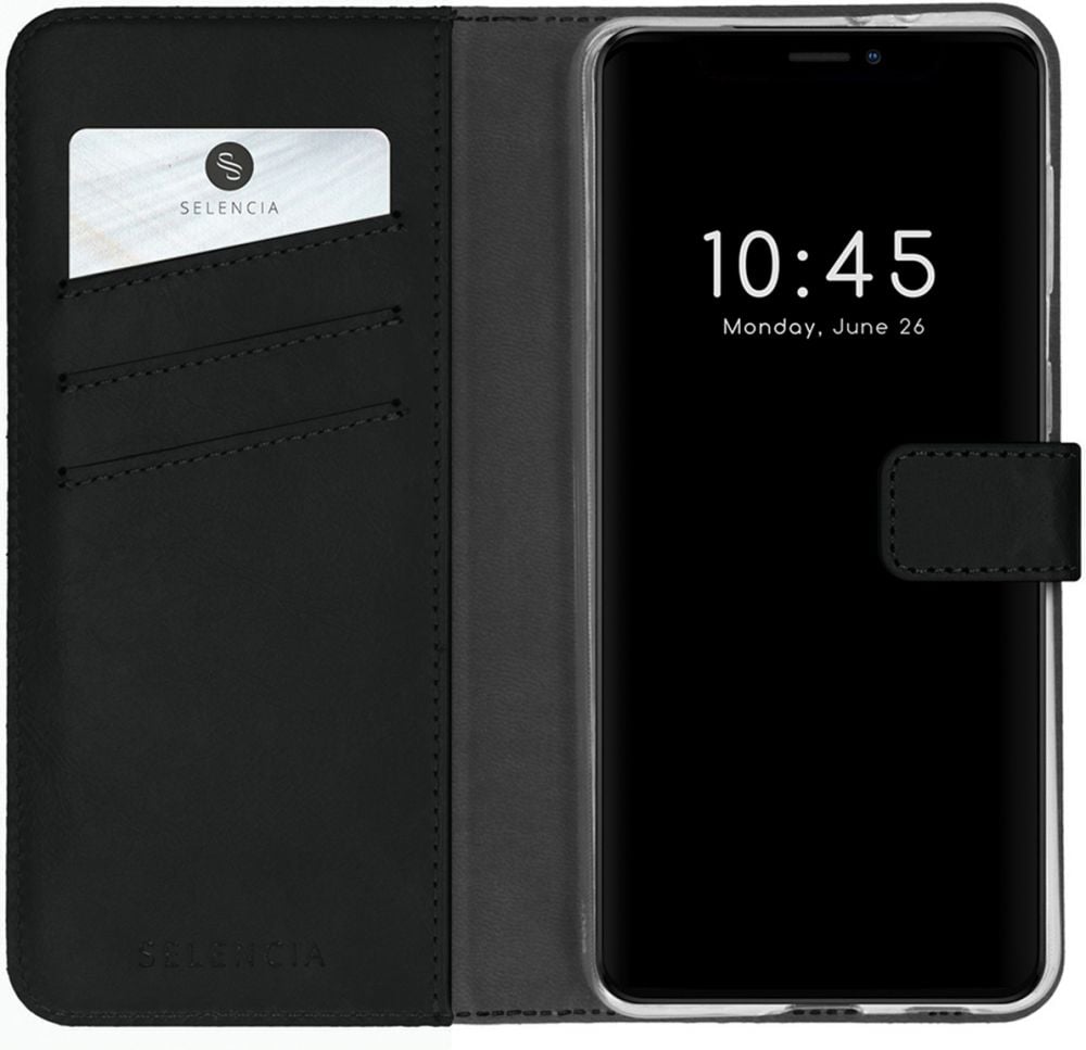 Selencia Echt Lederen Bookcase iPhone 13 Mini - Zwart