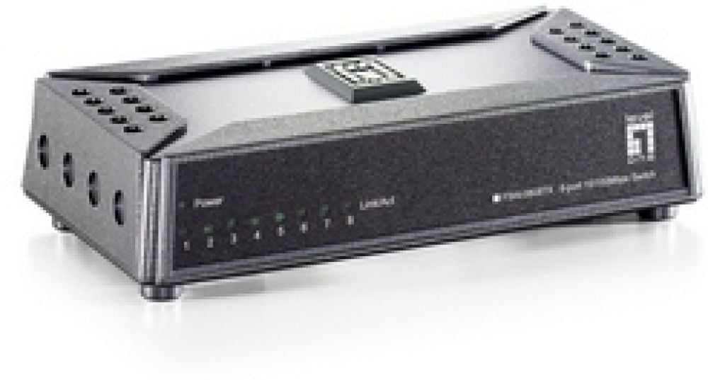 LevelOne FSW-0808TX – Netwerkswitch – 8-poorts – 10/100 Mbps – Unmanaged – Auto-MDI/MDIX – 1,6 Gbps switchingcapaciteit – 96KB buffer – Fanless –