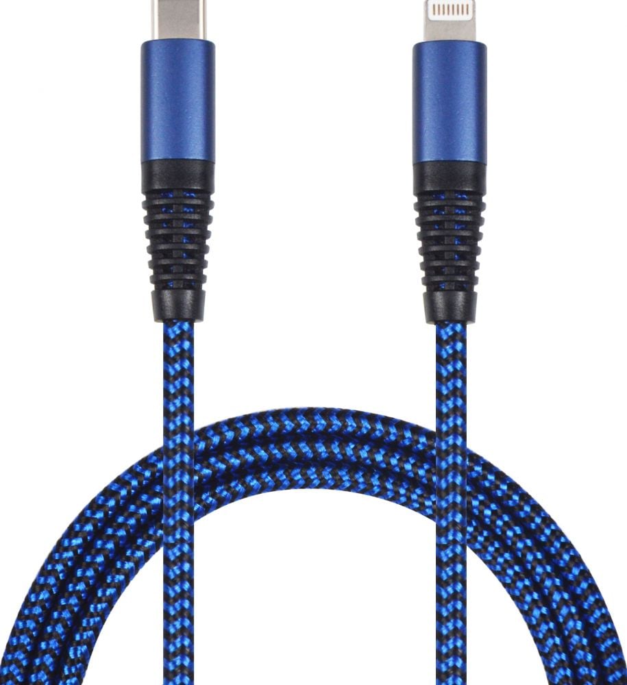 2GO USB gegevenskabel-blauw-100cm USB Type-C - Lightning Apple
