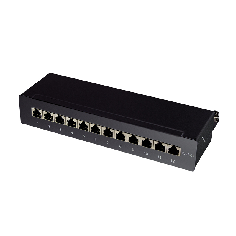 Logilink Patchpanel tafel/Wand Cat.6A STP 12 Ports, zwart