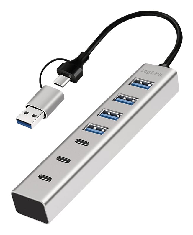 Logilink USB 3.0 HUB, 7-Ports, 4x USB-A, 3x USB-C, 5 Gbit/s