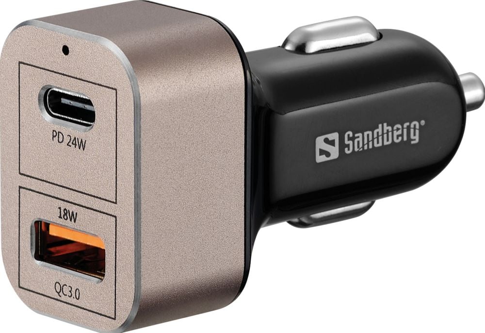 Sandberg Car Charger 1xQC3.0+1xUSBC
