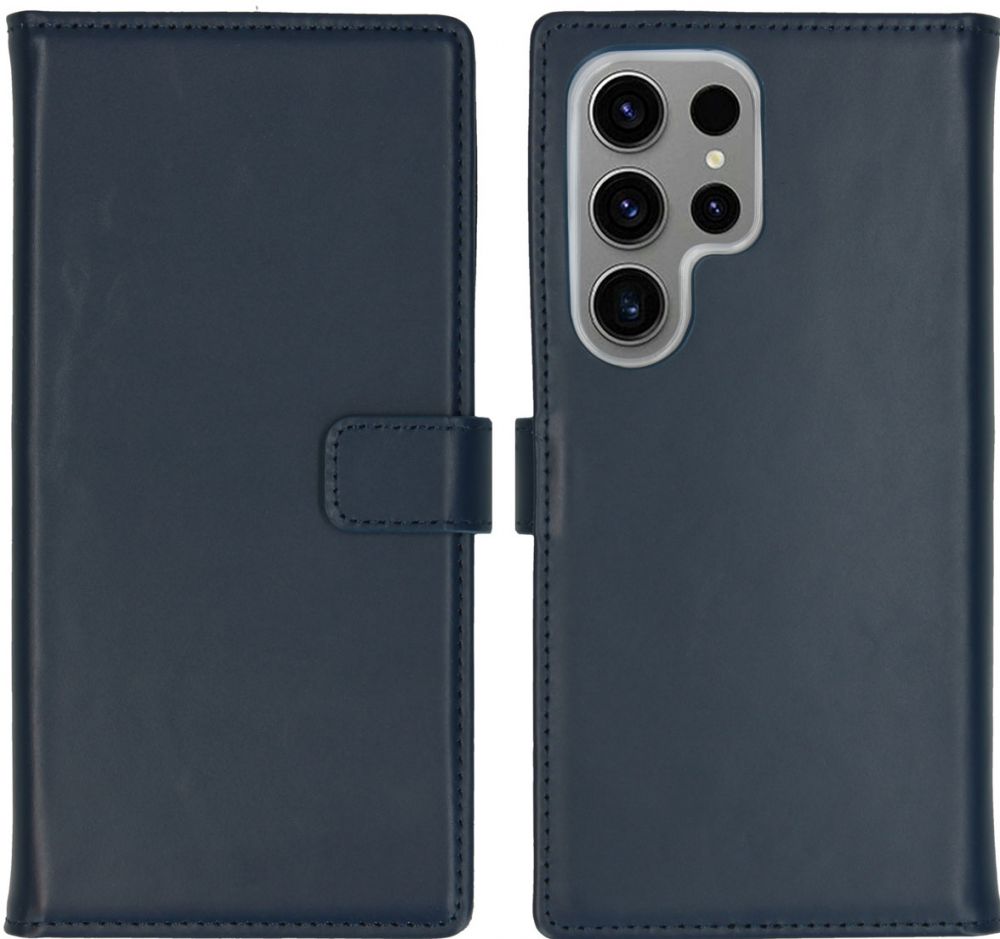 Selencia Echt Lederen Bookcase Samsung Galaxy S24 Ultra - Blauw