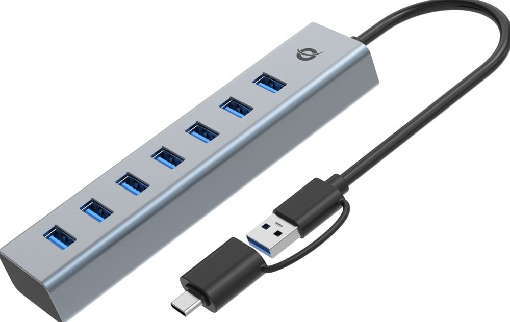 CONCEPTRONIC USB-Hub 7-Port 3.0 ->7x3.0, 5Gbps grijs