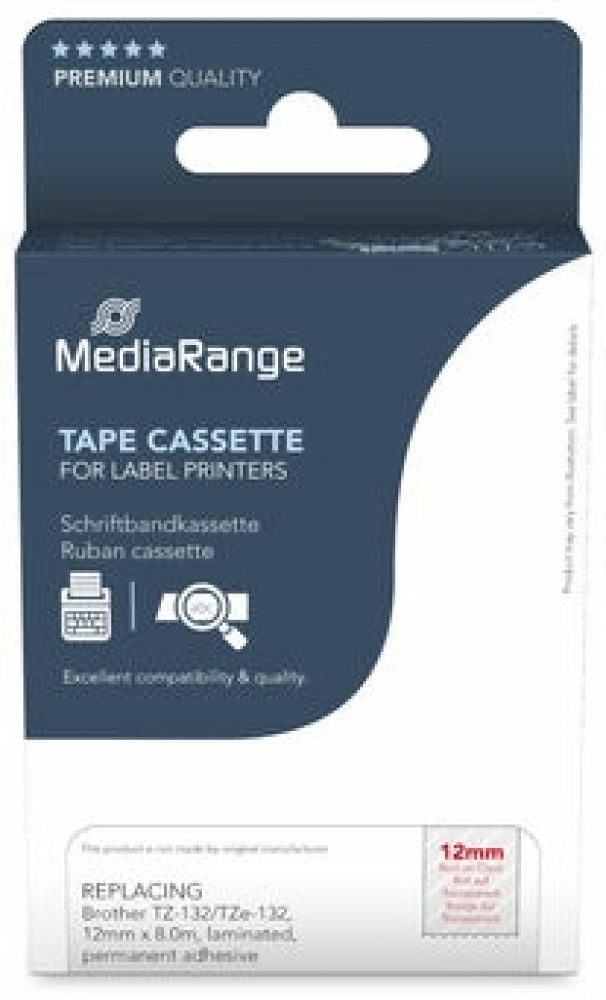 MediaRange Schriftbandka. Brother TZ-132/TZe-132 12mm 8m rood