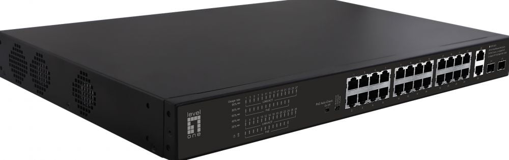 LevelOne Switch 28x FE FGP-2831 2xGE 2xGSFP 390W 802.3xPoE