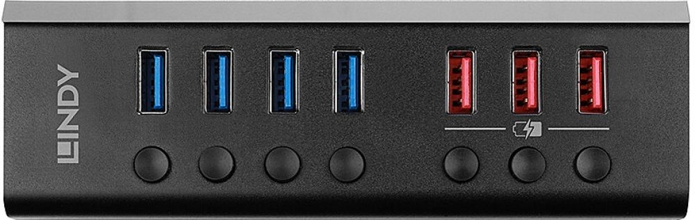 LINDY 4 Port USB 3.0 Hub met 3 Schnellladeports