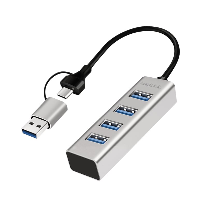 Logilink USB 3.0 HUB, 4x USB-A, 5 Gbit/s, silber