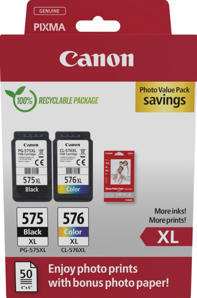 Canon PG-575XLCL-576XL Photo Paper Value Pack - 2