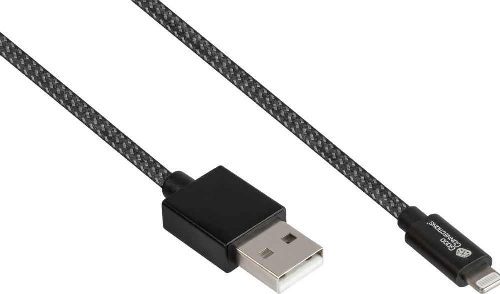 Good Connections USB2.0 Kabel A-Lightning MFI zwart. 0,5m