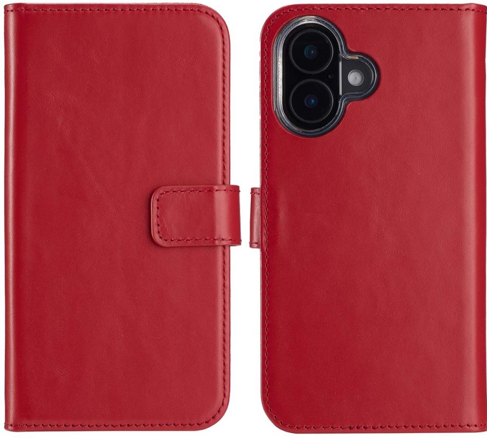 Selencia Echt Lederen Bookcase iPhone 16 Plus - Rood
