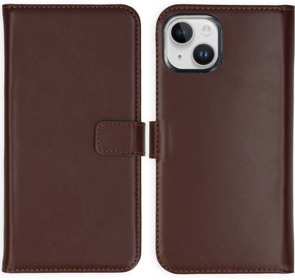 Selencia Echt Lederen Bookcase iPhone 15 - Bruin