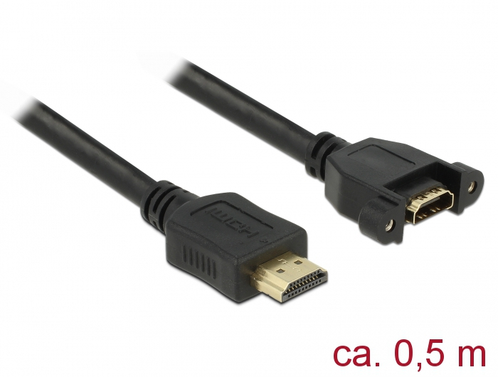 DELOCK HDMI-Kabel A->A St/Bu z.Einbau 4K 30Hz 0.50m zwart