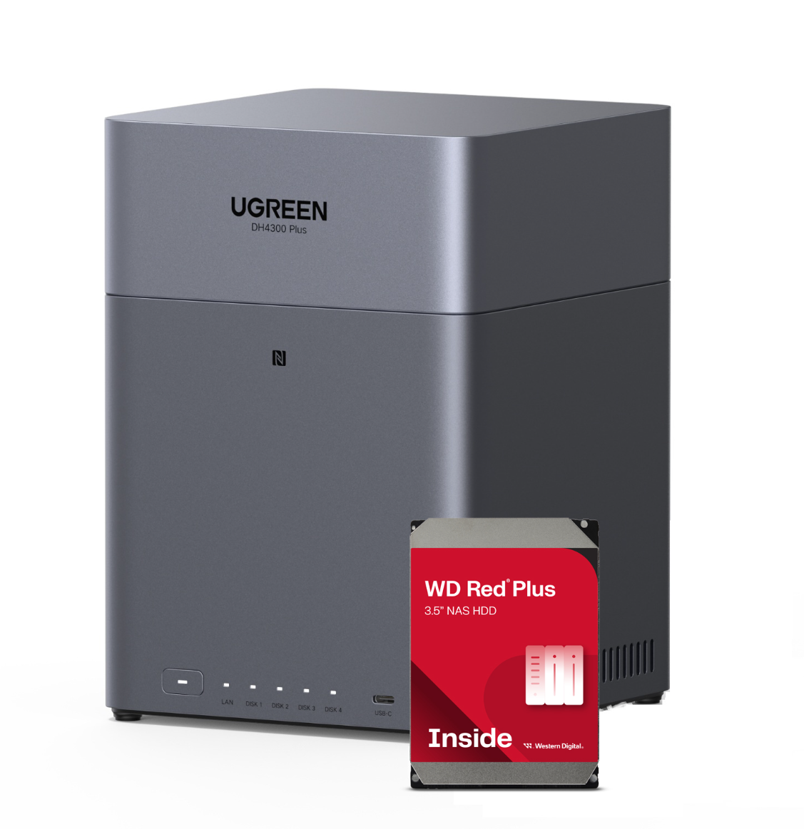 UGREEN DH4300 Plus - NAS-server + 4x 4TB WD RED HHD