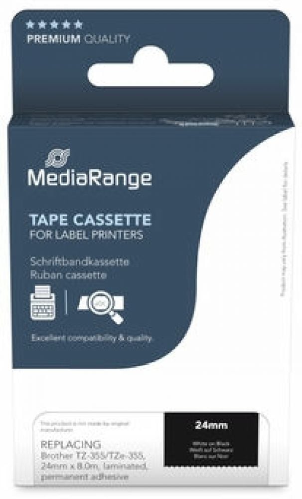 MediaRange Schriftbandka. Brother TZ-355/TZe-355 24mm 8m ws
