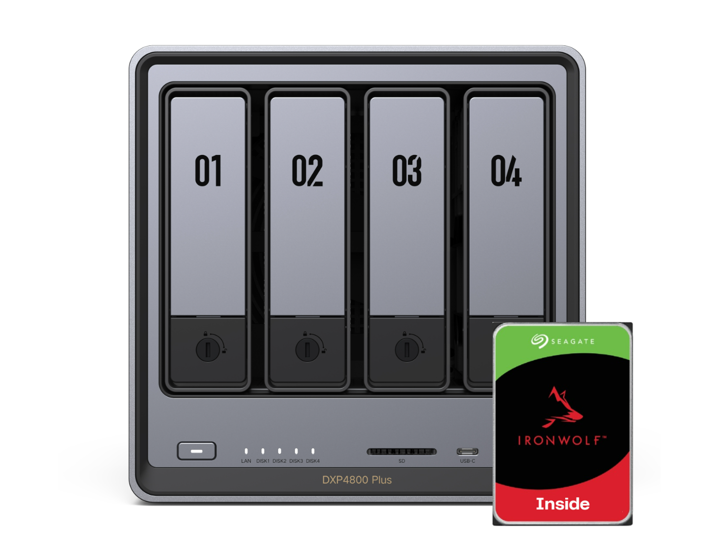 UGREEN NASync DXP4800 Plus - NAS‑server + 4x 4TB Seagate IW HHD