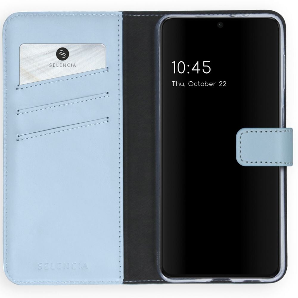 Selencia Echt Lederen Bookcase Samsung Galaxy S21 Plus - Lichtblauw