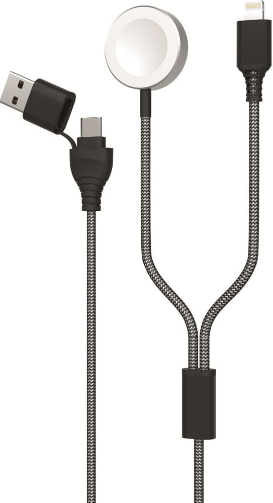 2GO 2in1 USB/Type C oplaadkabel f. Watch & Smartphone 1,8m zwart