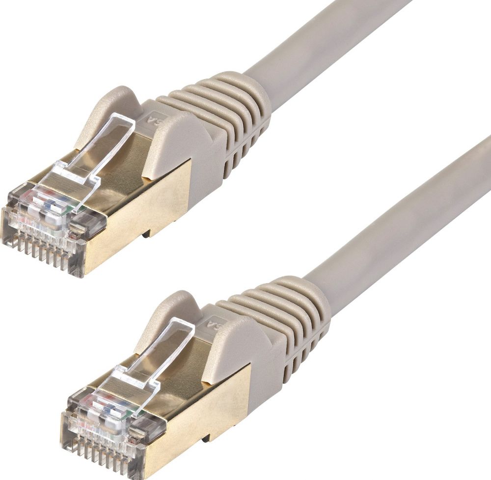 StarTech.com 1.5m CAT6A Ethernet Cable, 10 Gigabit Shielded Snagless RJ45 100W PoE Patch Cord, CAT 6A 10GbE STP Network Cable wStrain Relief, Grey,