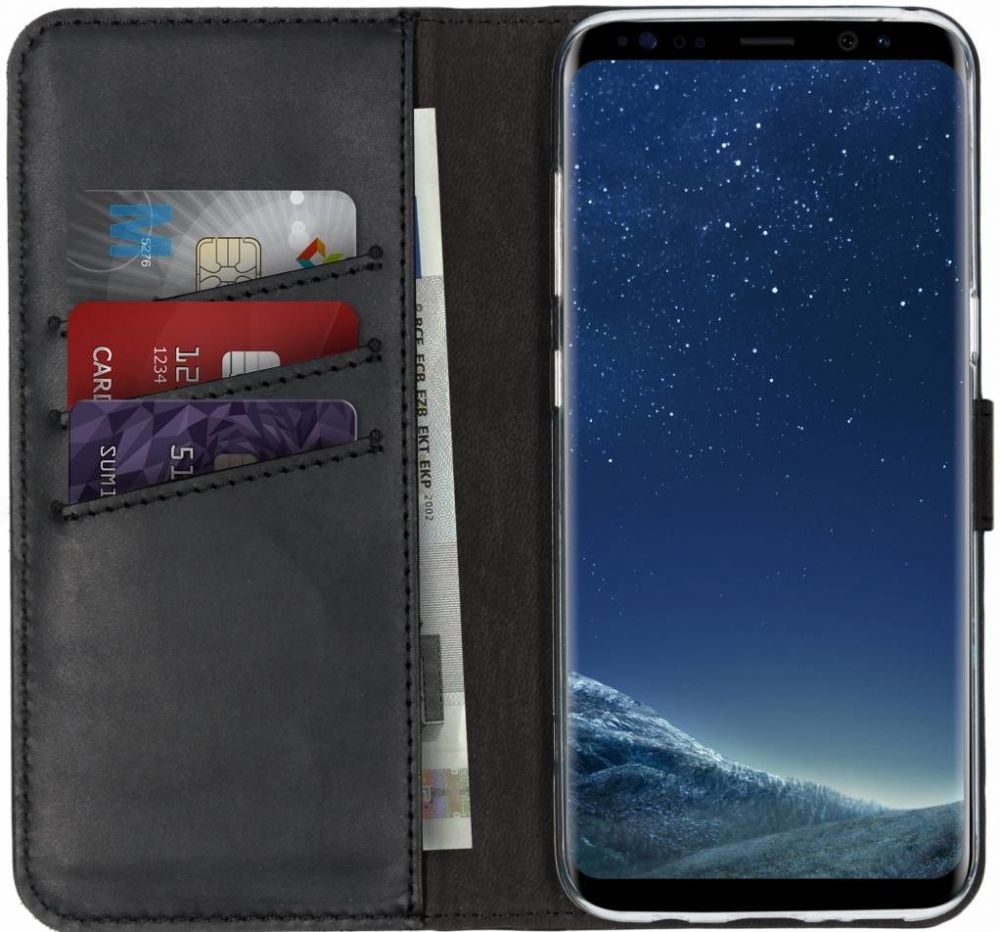 Selencia Echt Lederen Bookcase Samsung Galaxy S8 - Zwart
