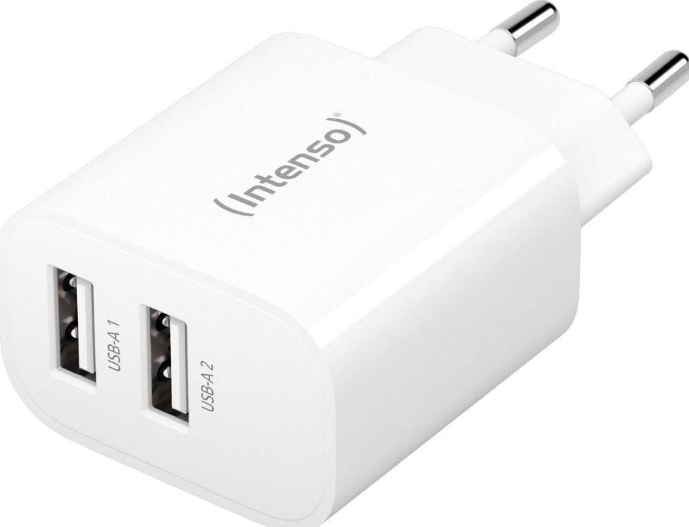 Adap Intenso 2x USB-A White Power Adapter 2x USB-A, 24 Watt