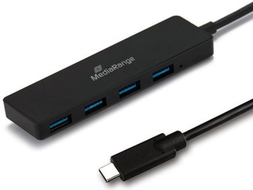 MediaRange USB Type-C auf USB 3.0 Verteiler 1:4 schwarz