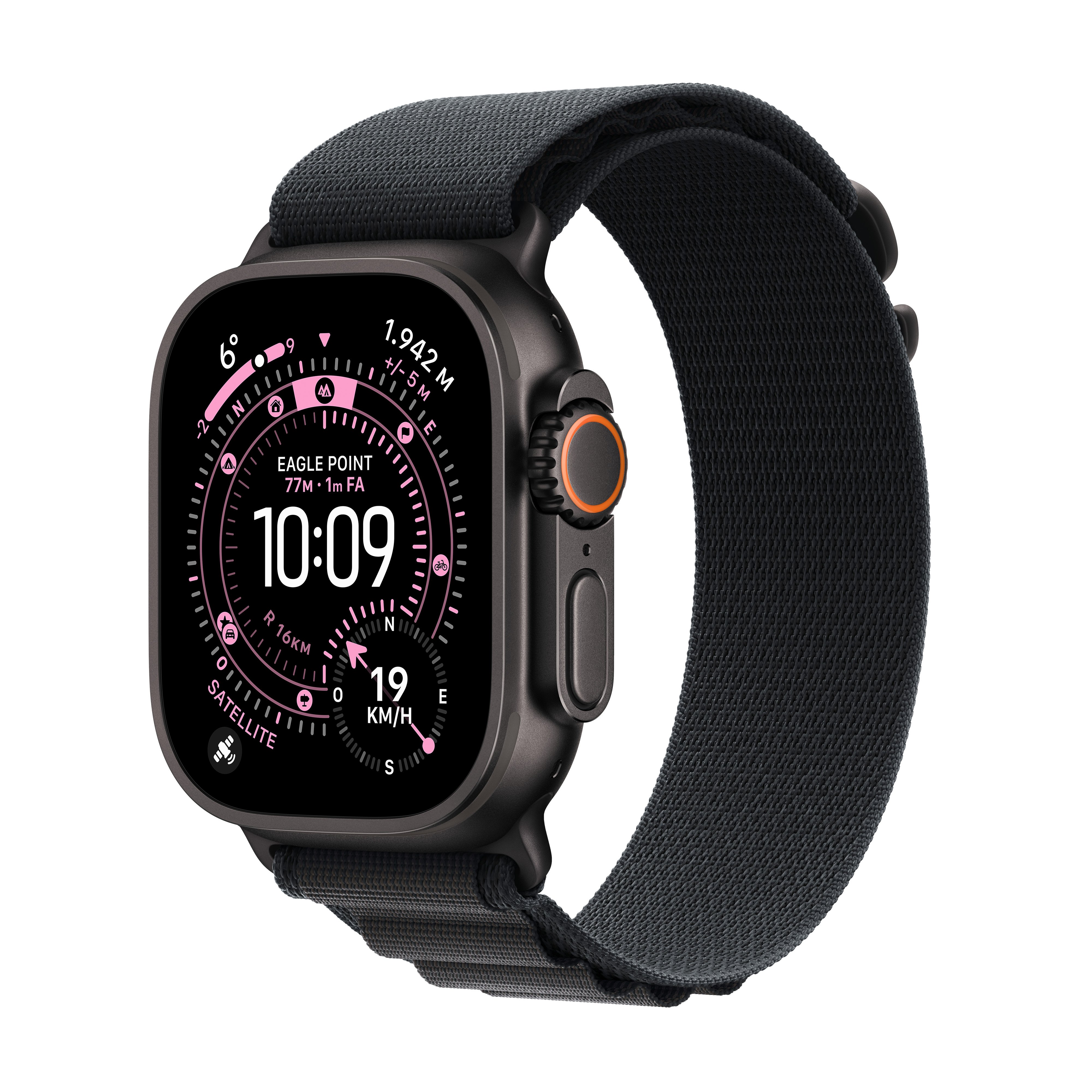 Apple Watch Ultra 3 GPS + Cellular Alpine-bandje S, Zwart - Smartwatch