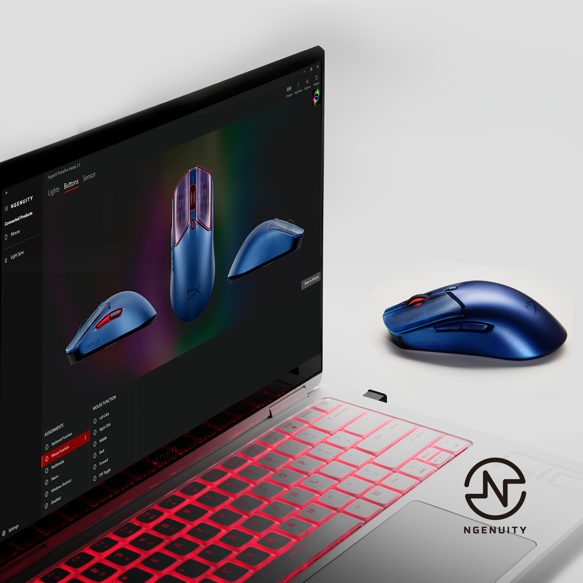 HyperX Pulsefire Haste 2 S Navy draadloze gamingmuis