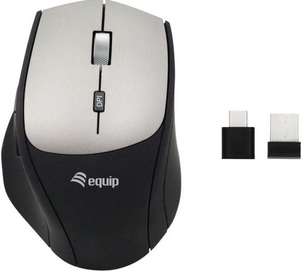 Equip Optische Maus kabellos Dual Adapter USB-C+A  R+L    sw