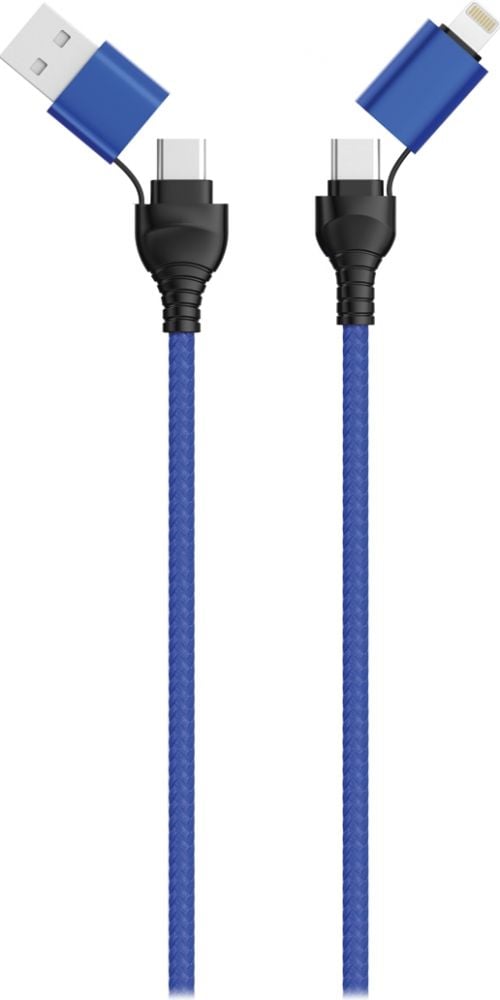 2GO USB / Type C Datenkabel 4in1 blau 120cm