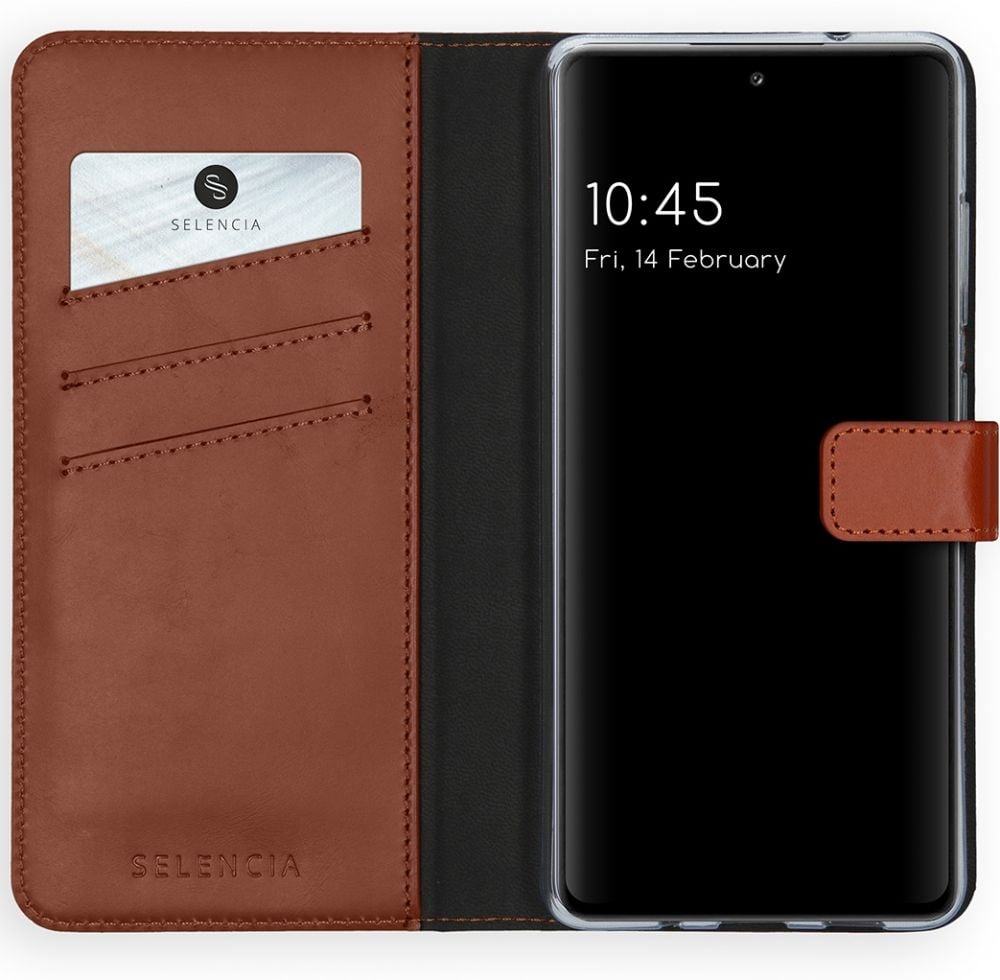 Selencia Echt Lederen Bookcase Samsung Galaxy S20 FE - Lichtbruin